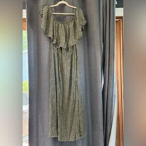 Floral Green Off-Shoulder Dress SZ XL